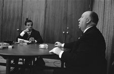 Alfred Hitchcock in thought with François Truffaut